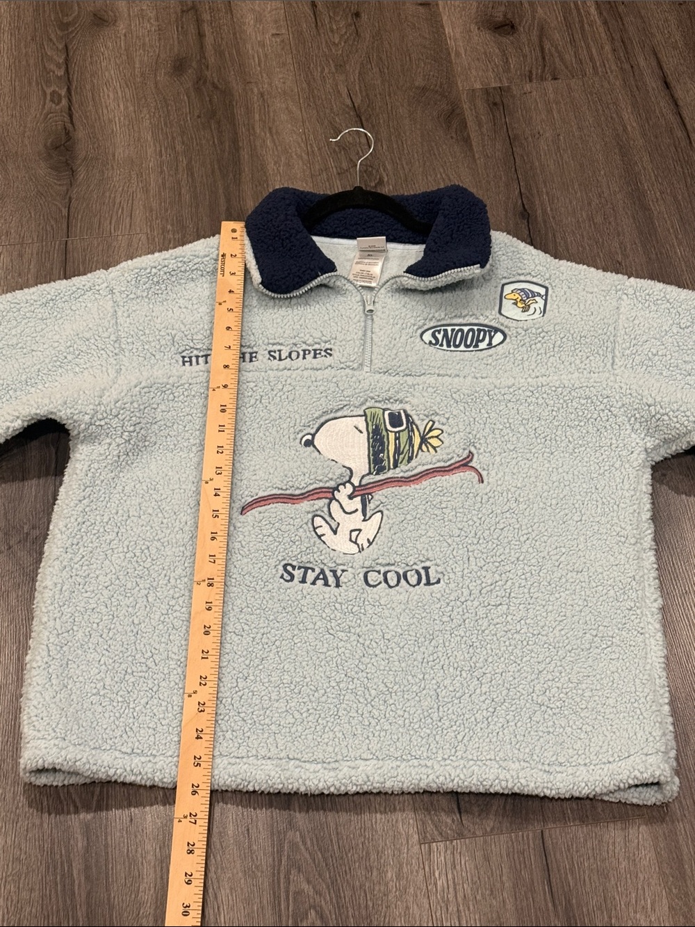 Peanuts Light Blue Sherpa Pullover with Navy Trim Ready for Knott’s Berry Farm - Picture 7 of 7